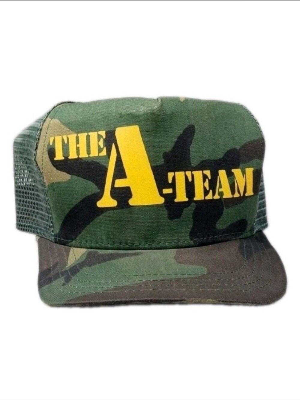 Vintage 80s The A-Team Mesh Back Camo Trucker Hat TV Show Promo MR-T Snapback